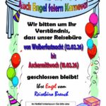 Plakat.Karneval Geschlossen.2026